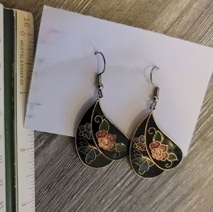 Butterfly and flower earrings